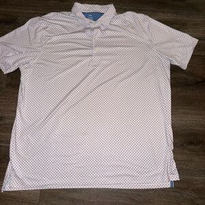 johnnie-O White Polo with Blue Pattern